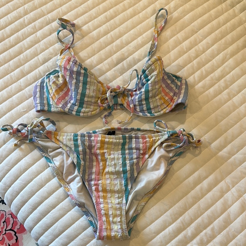 J. Crew Multicolor Striped Bikini Set